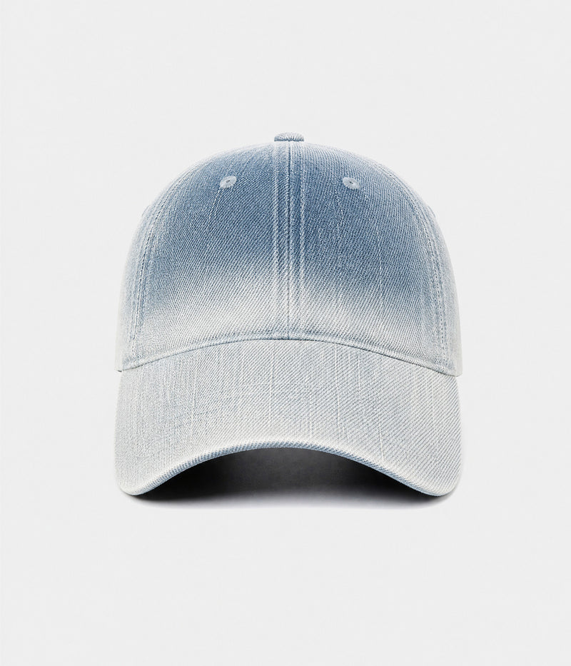 DENIM FADE. washed cotton cap in light blue, front view