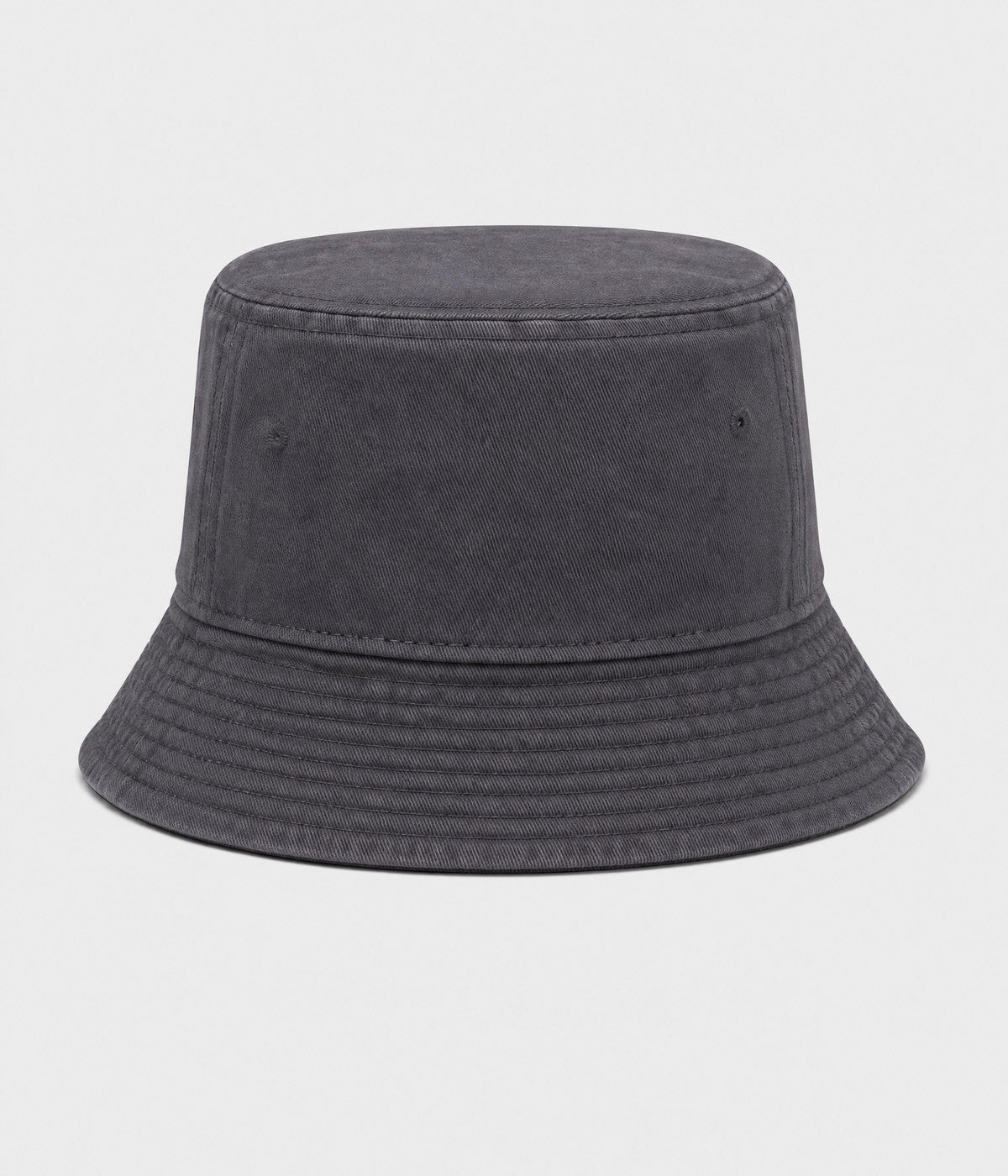 WASHED COTTON BUCKET. washed cotton bucket hat in dark gray, front view