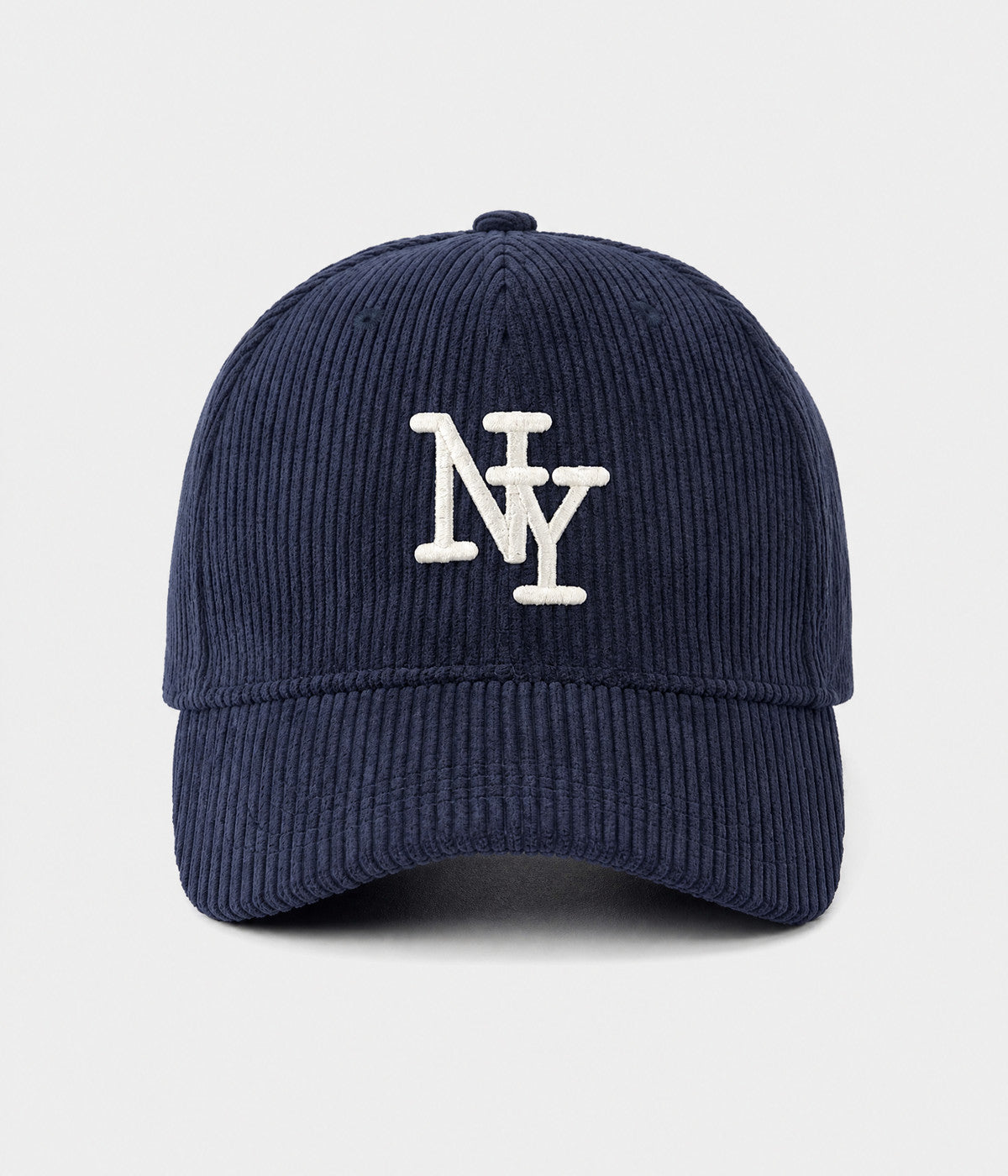 NY CORDUROY. corduroy cap in NAVY, front view