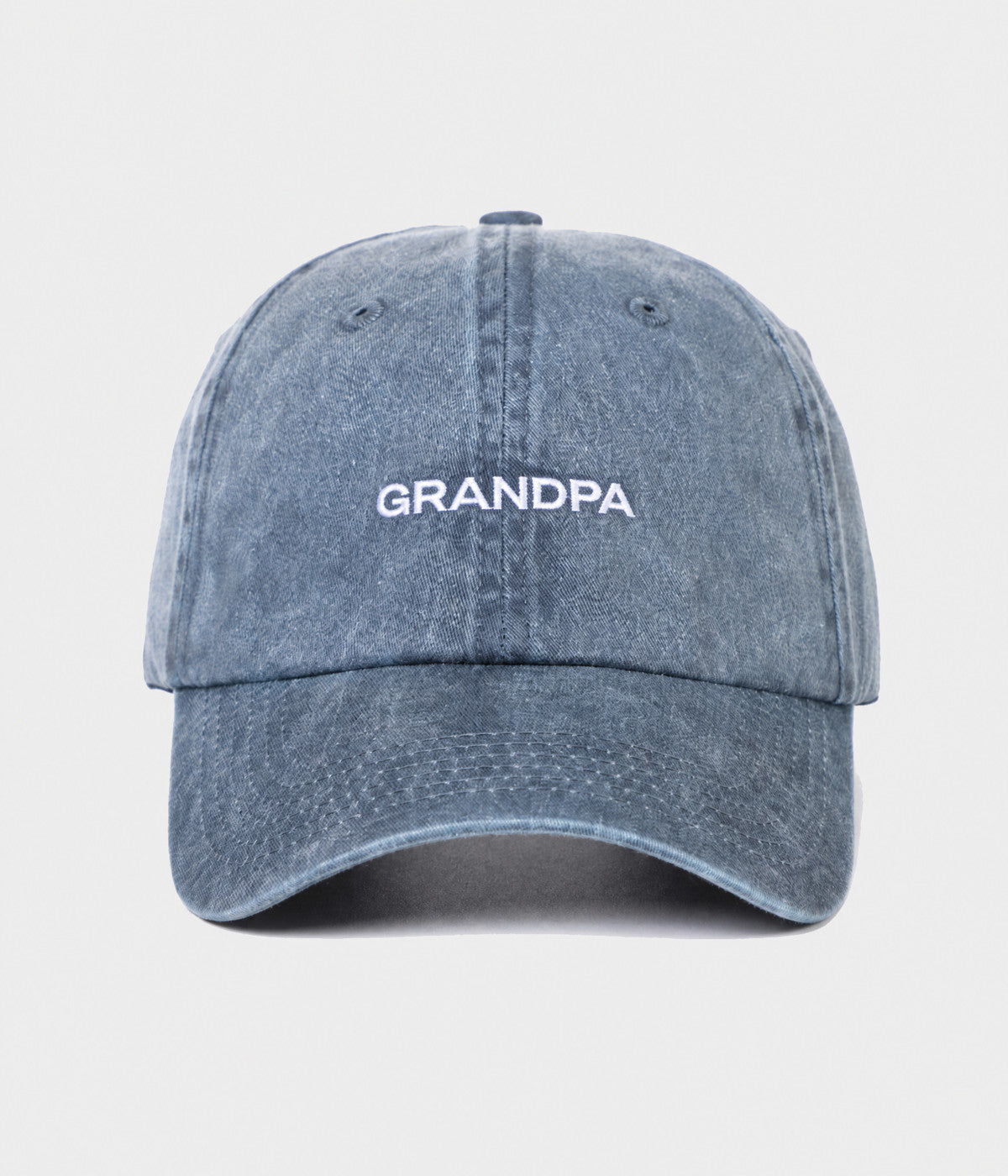 WASHED GRANDPA. washed cotton dad cap in NAVY, front view