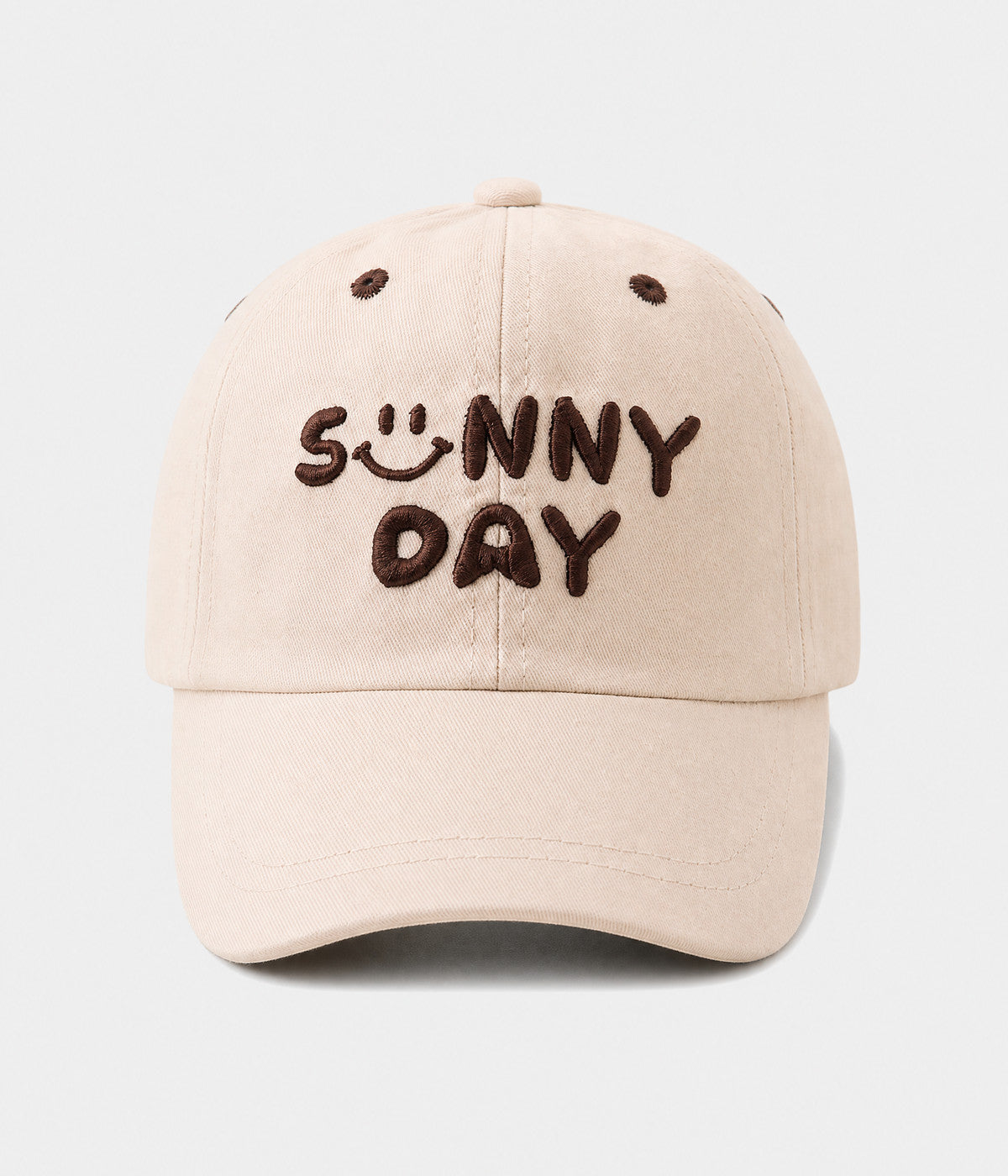 SUNNY DAY. cotton cap in beige, front view