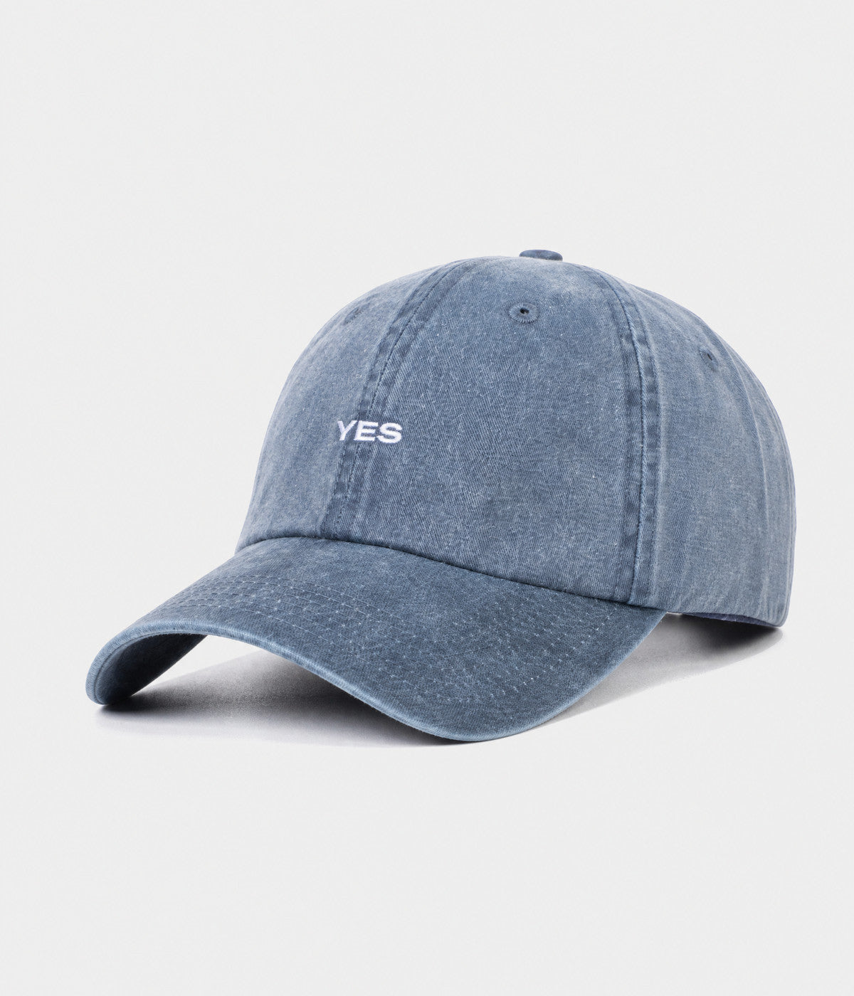 WASHED YES. washed cotton dad cap in NAVY, side view