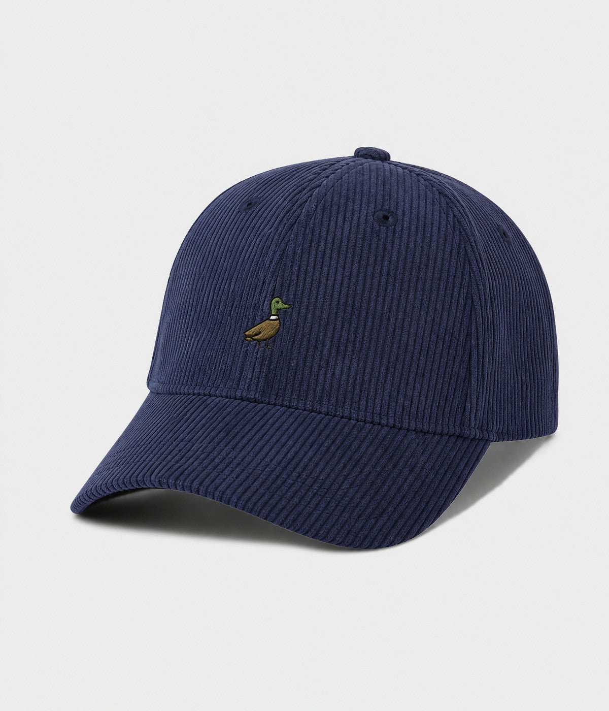 CORDUROY DUCK. cotton corduroy cap in NAVY, side view