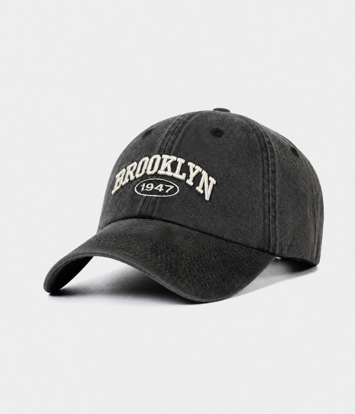 BROOKLYN 1947. washed cotton cap in BLACK, side view