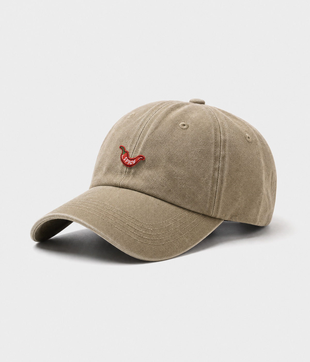 SPICY. washed cotton dad cap in KHAKI, side view