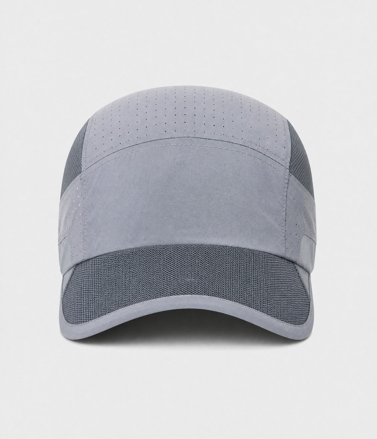 RUNNER CAP. perforated quick-dry running cap in gray, front view