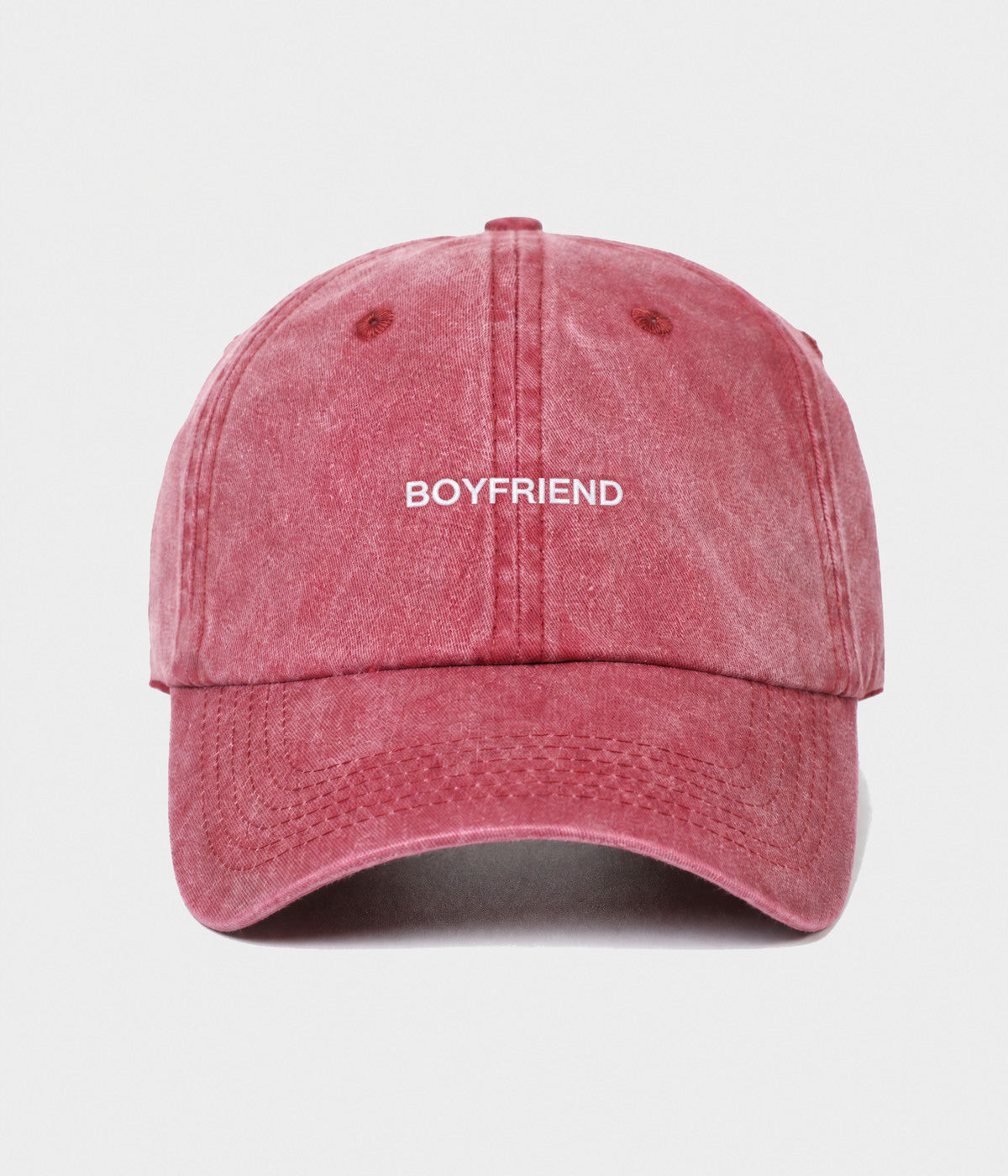 WASHED BOYFRIEND. washed cotton dad cap in RED, front view