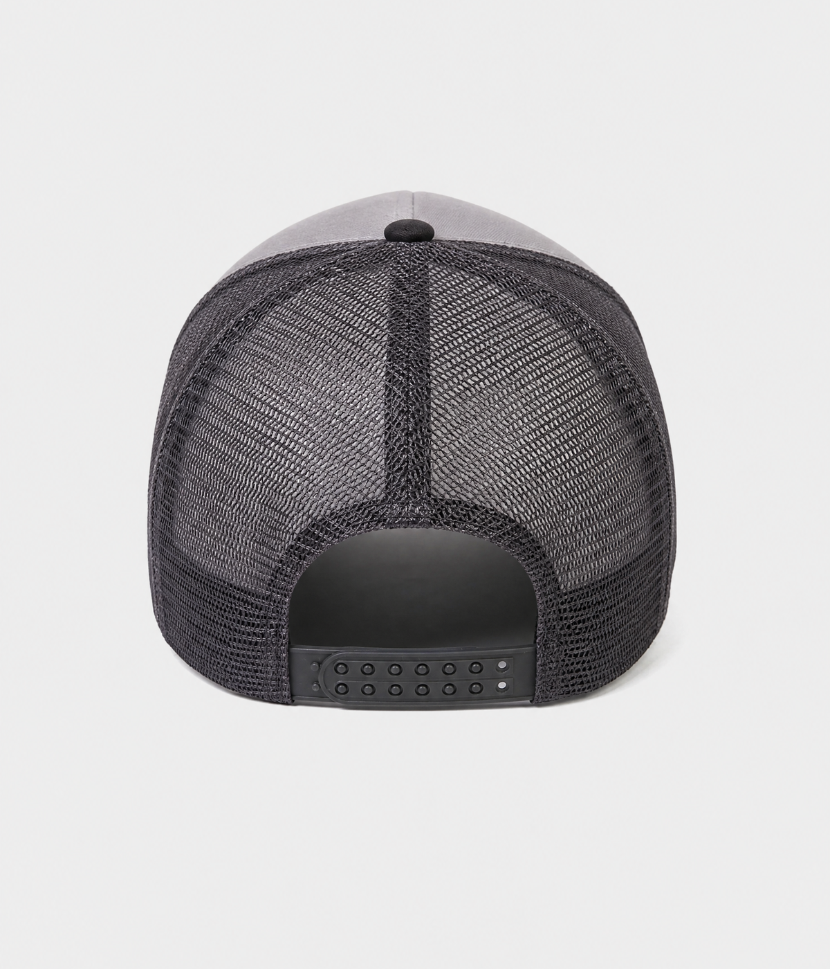 STAR TRUCKER. cotton-polyester trucker cap in gray, back view