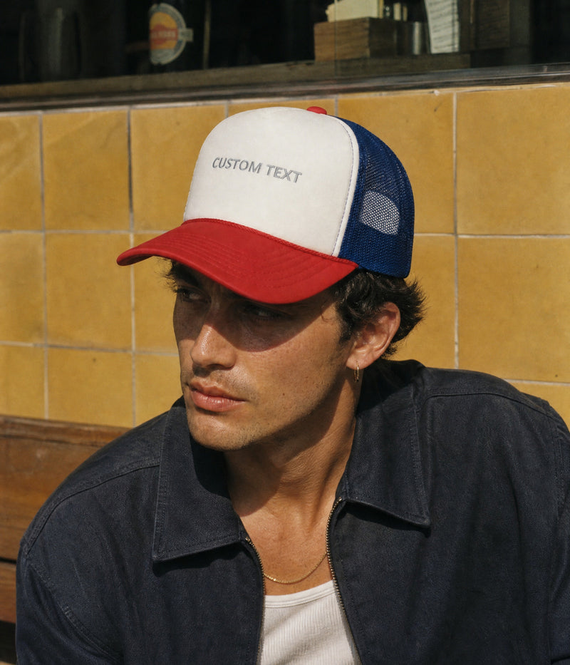 CUSTOM FOAM TRUCKER. — RED/WHITE/BLUE worn