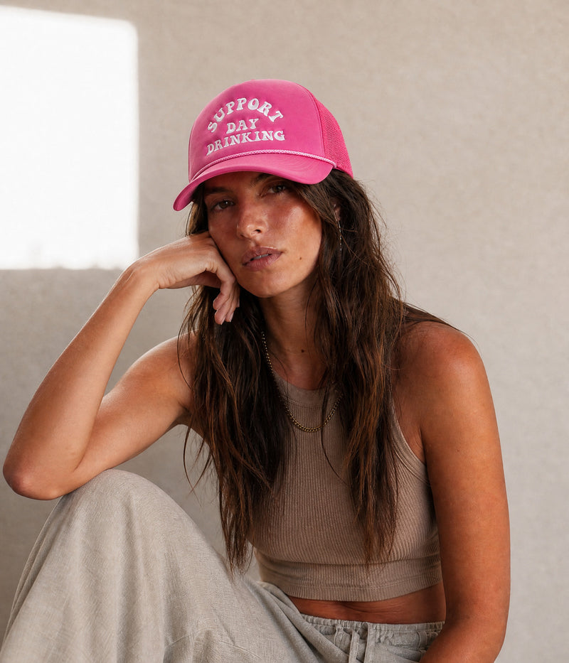 SUPPORT DAY DRINKING TRUCKER. — ROSE worn