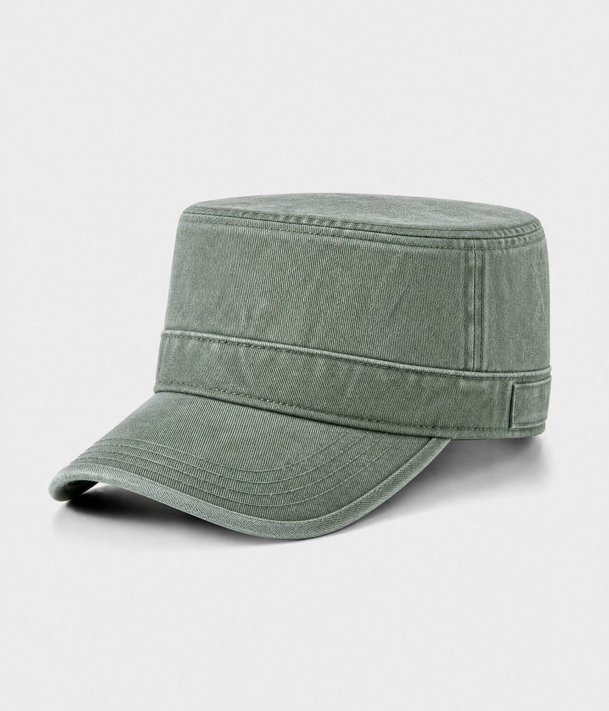 WASHED CADET. washed cotton cadet cap in ARMY GREEN, side view