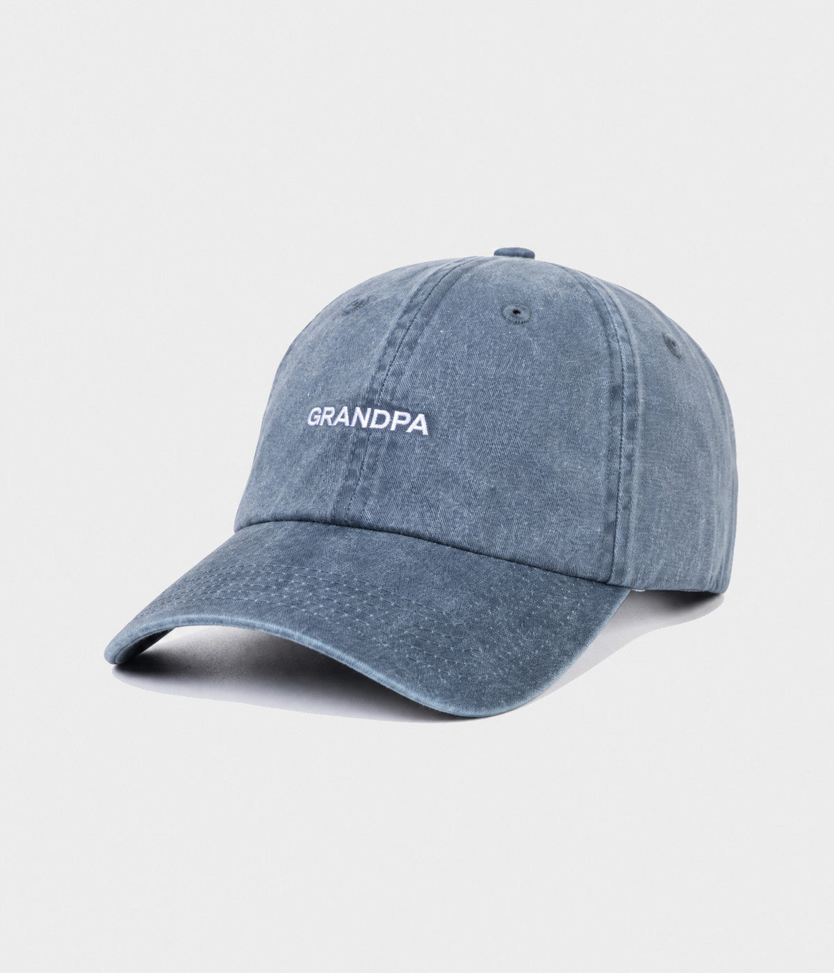 WASHED GRANDPA. washed cotton dad cap in NAVY, side view