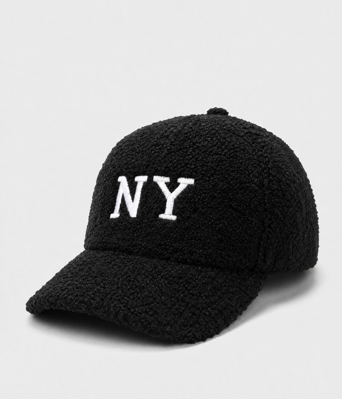 NY TEDDY. teddy plush cap in BLACK, side view