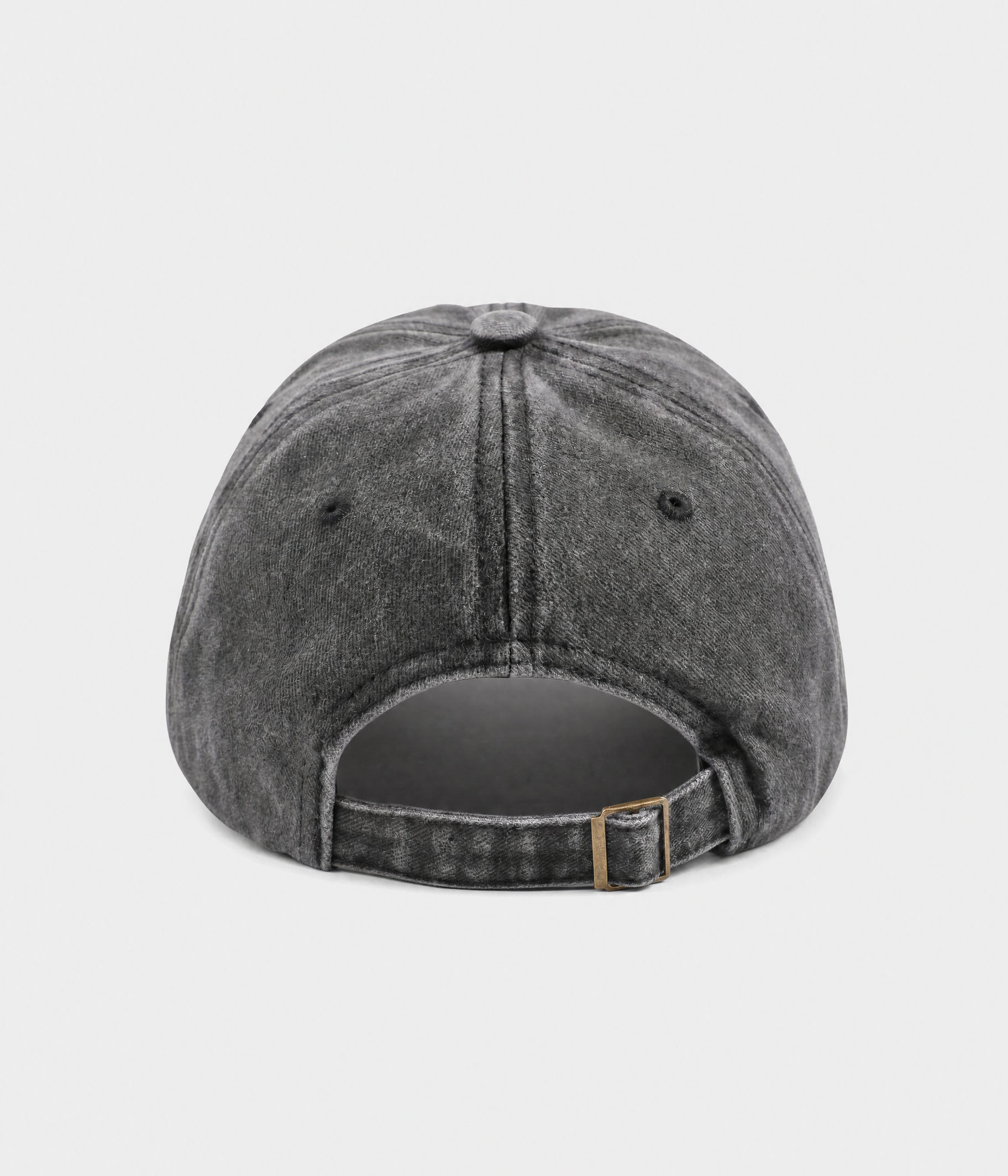 OVERSTIMULATED. washed cotton dad cap in gray, back view