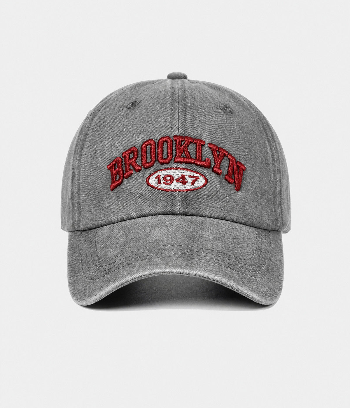 BROOKLYN 1947. washed cotton cap in GREY, front view