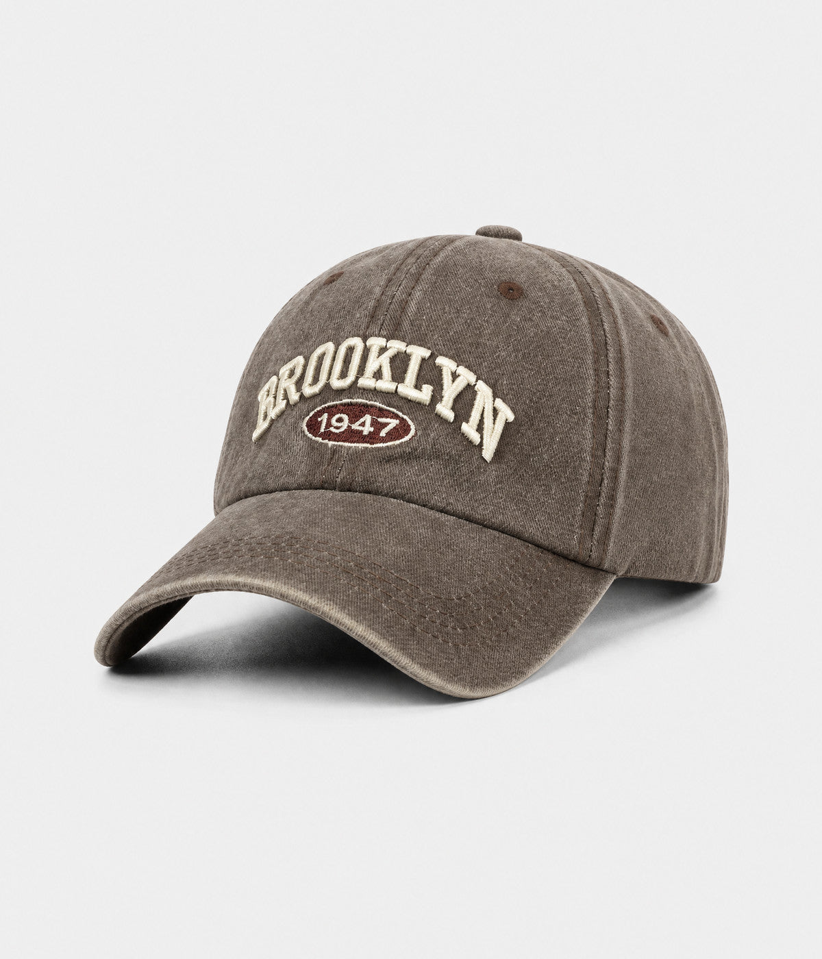 BROOKLYN 1947. washed cotton cap in BROWN, side view