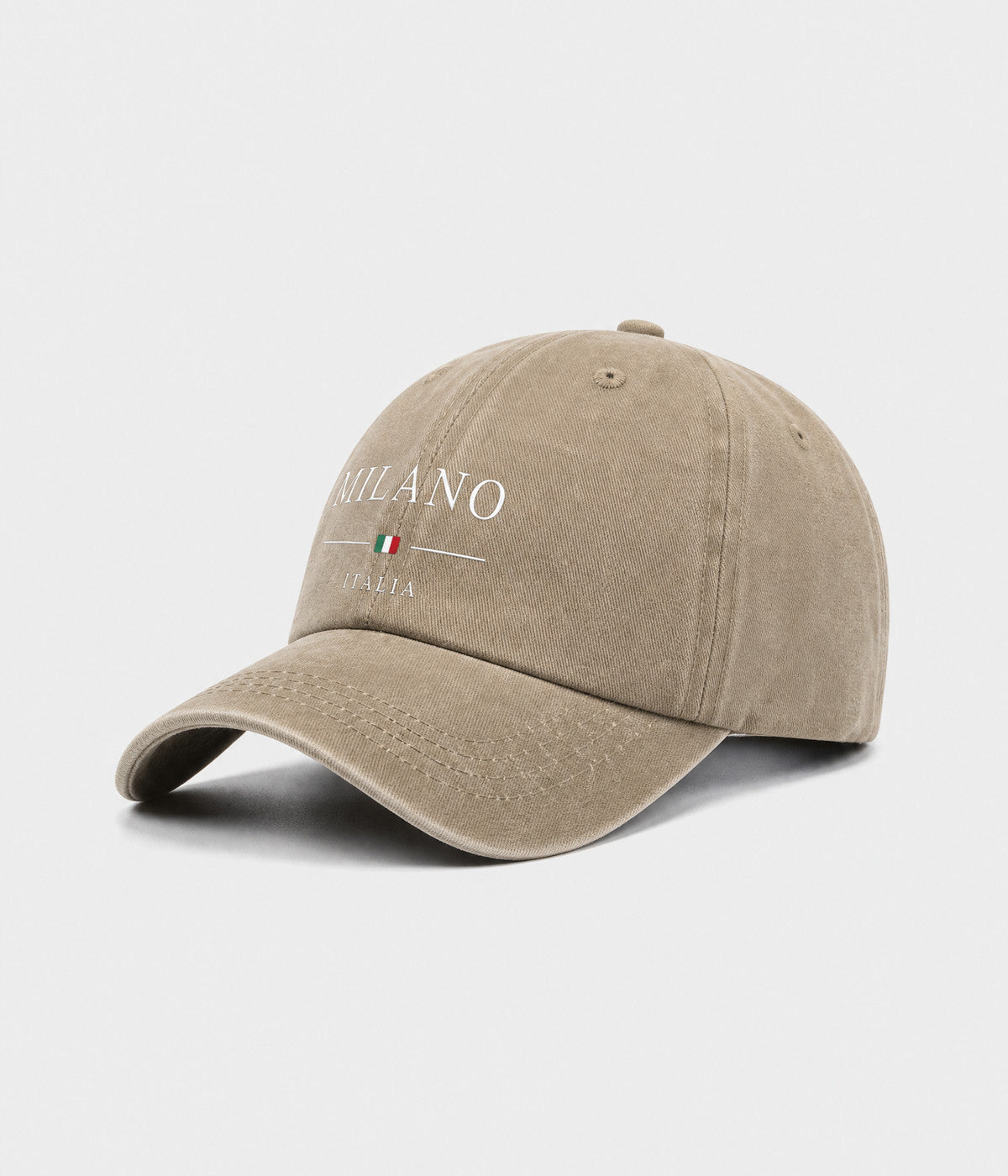 MILANO. washed cotton dad cap in KHAKI, side view