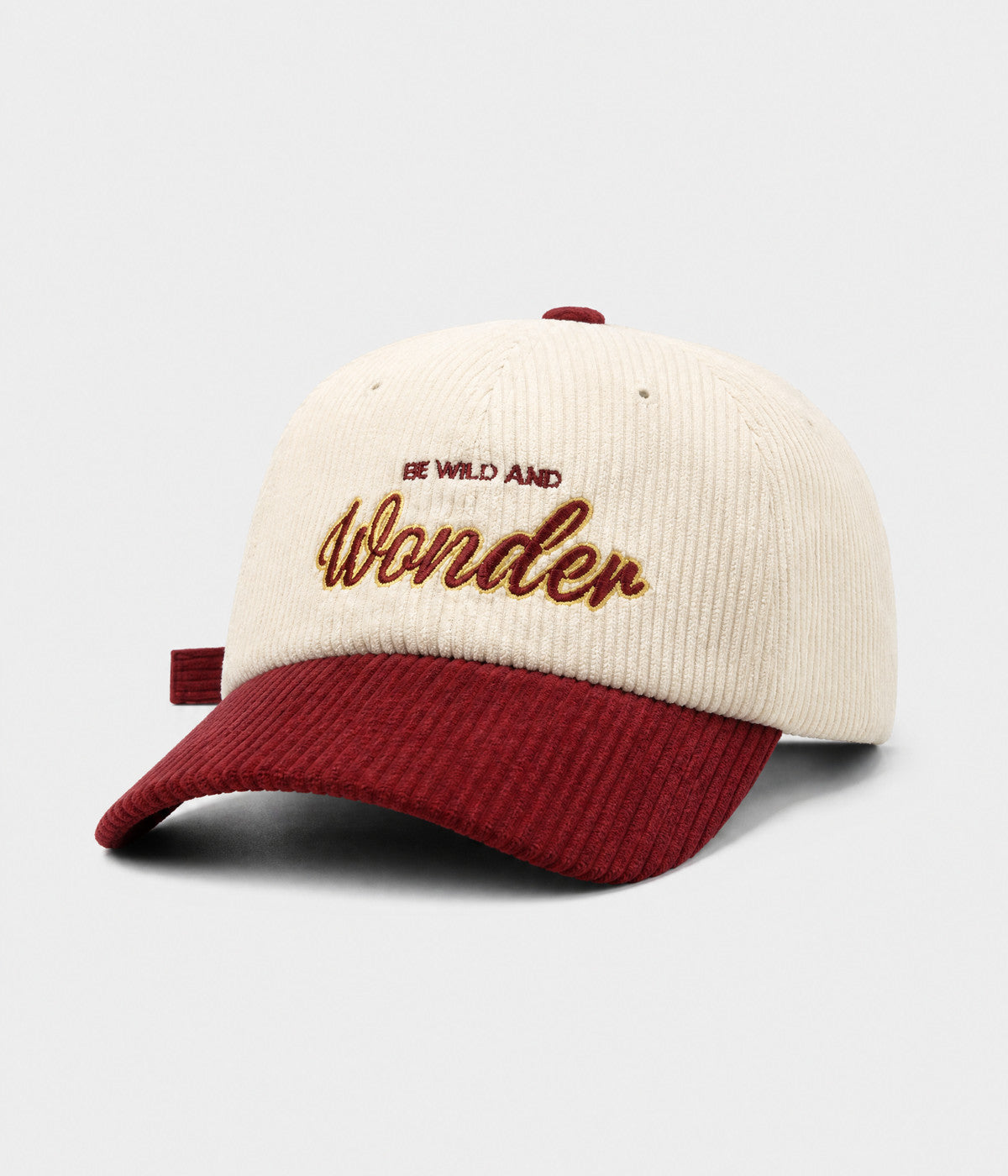 WONDER. corduroy cap in BURGUNDY, side view