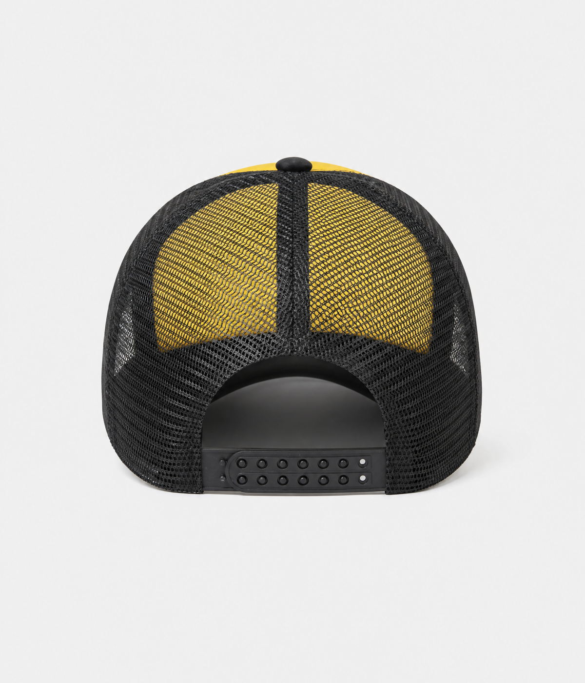 STAR TRUCKER. cotton-polyester trucker cap in yellow, back view