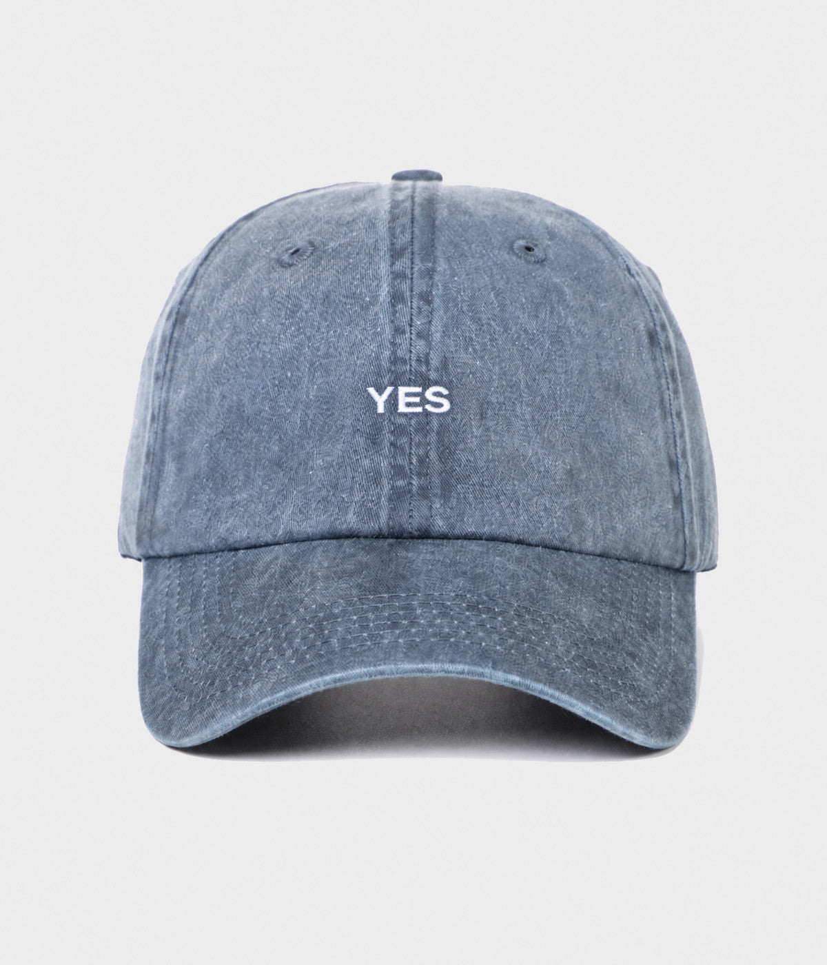 WASHED YES. washed cotton dad cap in NAVY, front view