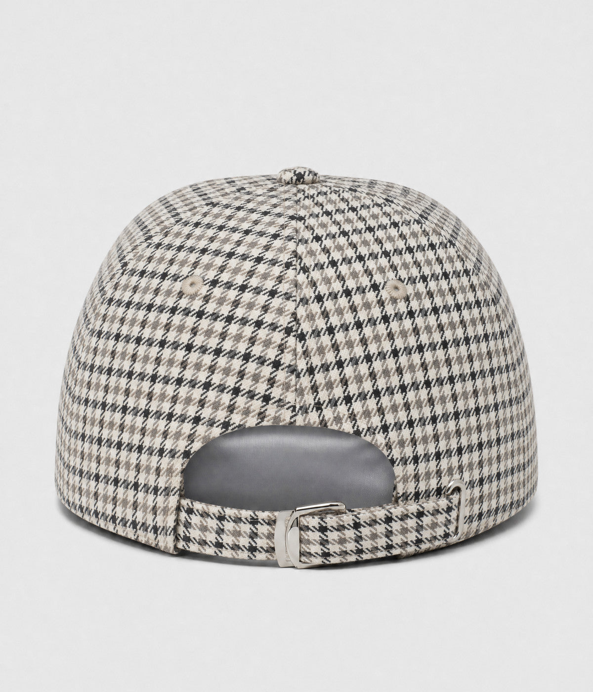 HOUNDSTOOTH. woven houndstooth check cap in beige, back view