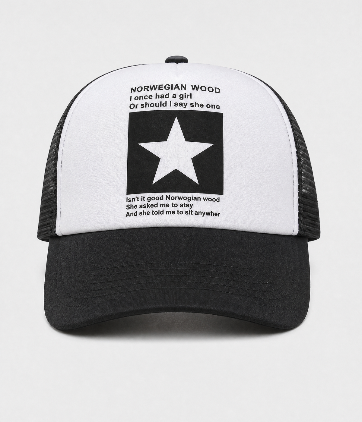 STAR TRUCKER. cotton-polyester trucker cap in white, front view