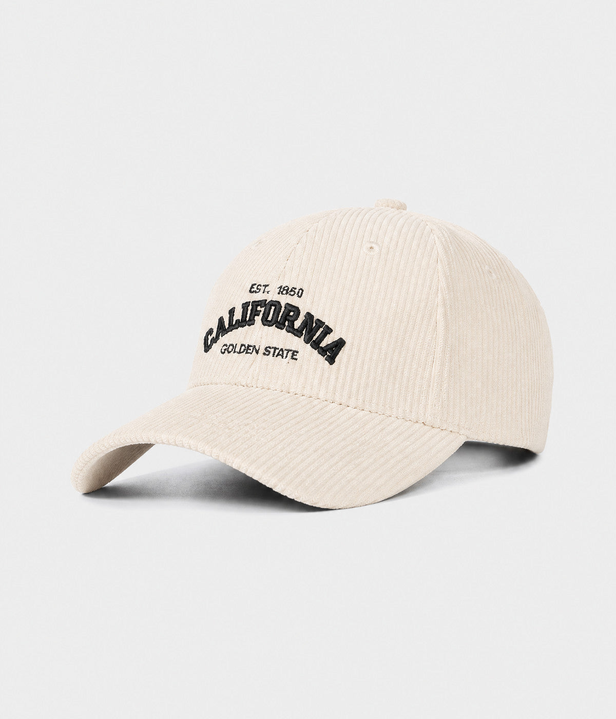 CALIFORNIA CORDUROY. corduroy cap in CREAM, side view