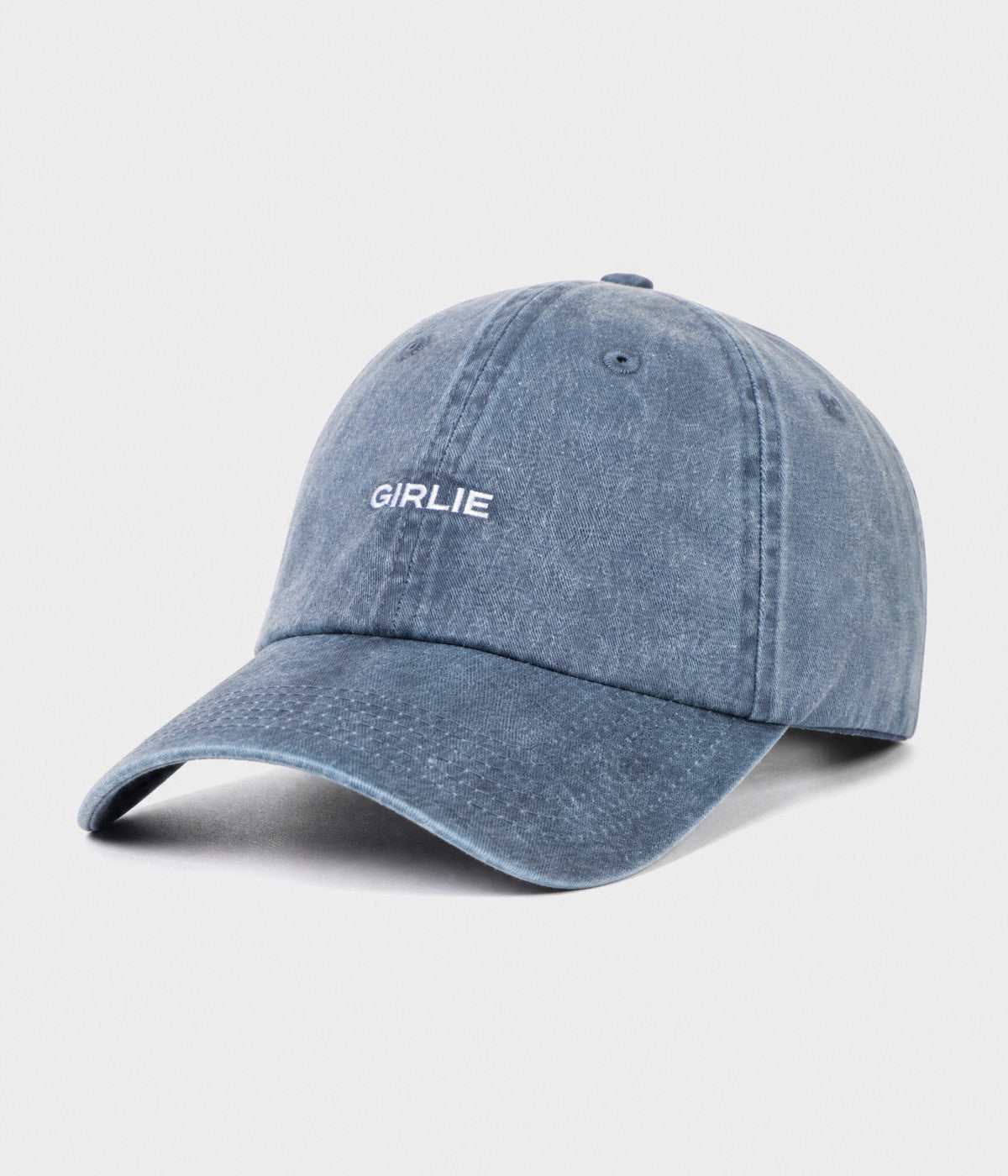 WASHED GIRLIE. washed cotton dad cap in NAVY, side view