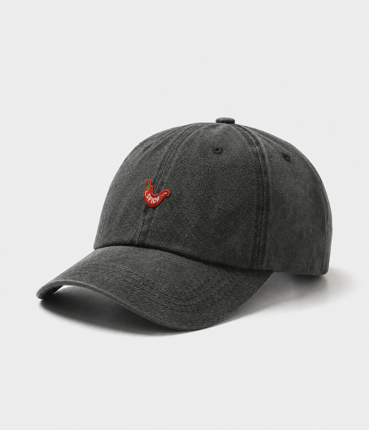 SPICY. washed cotton dad cap in BLACK, side view