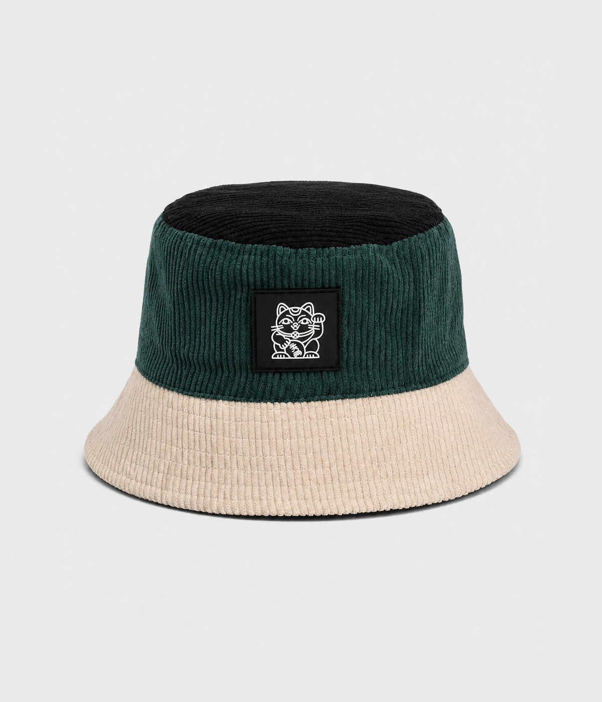 CORDUROY BLOCK BUCKET. green beige front