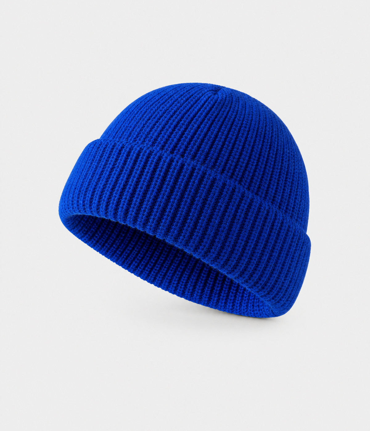 5 PANEL FISHERMAN BEANIE. ribbed knit beanie in ROYAL BLUE, front view