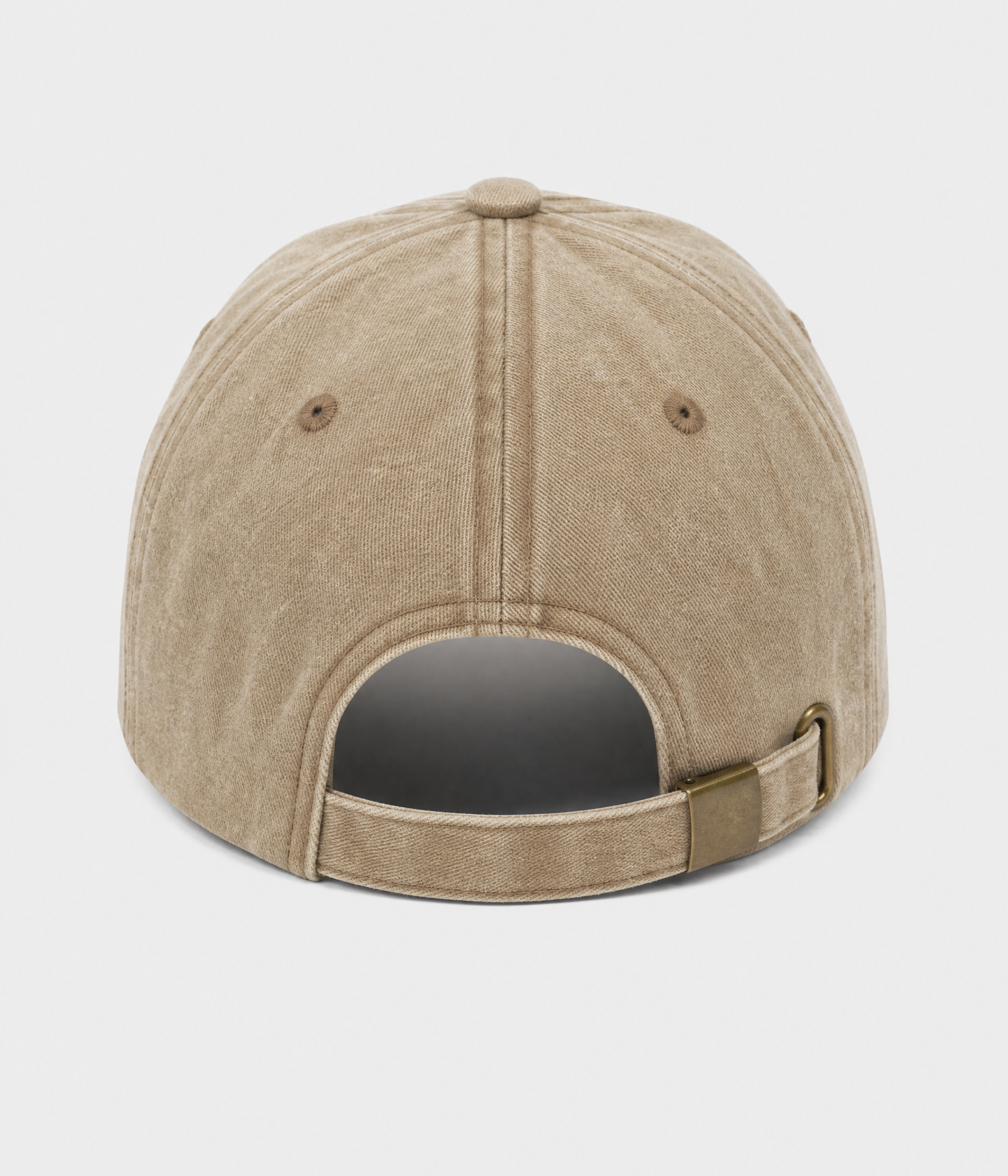 OVERSTIMULATED. washed cotton dad cap in khaki, back view