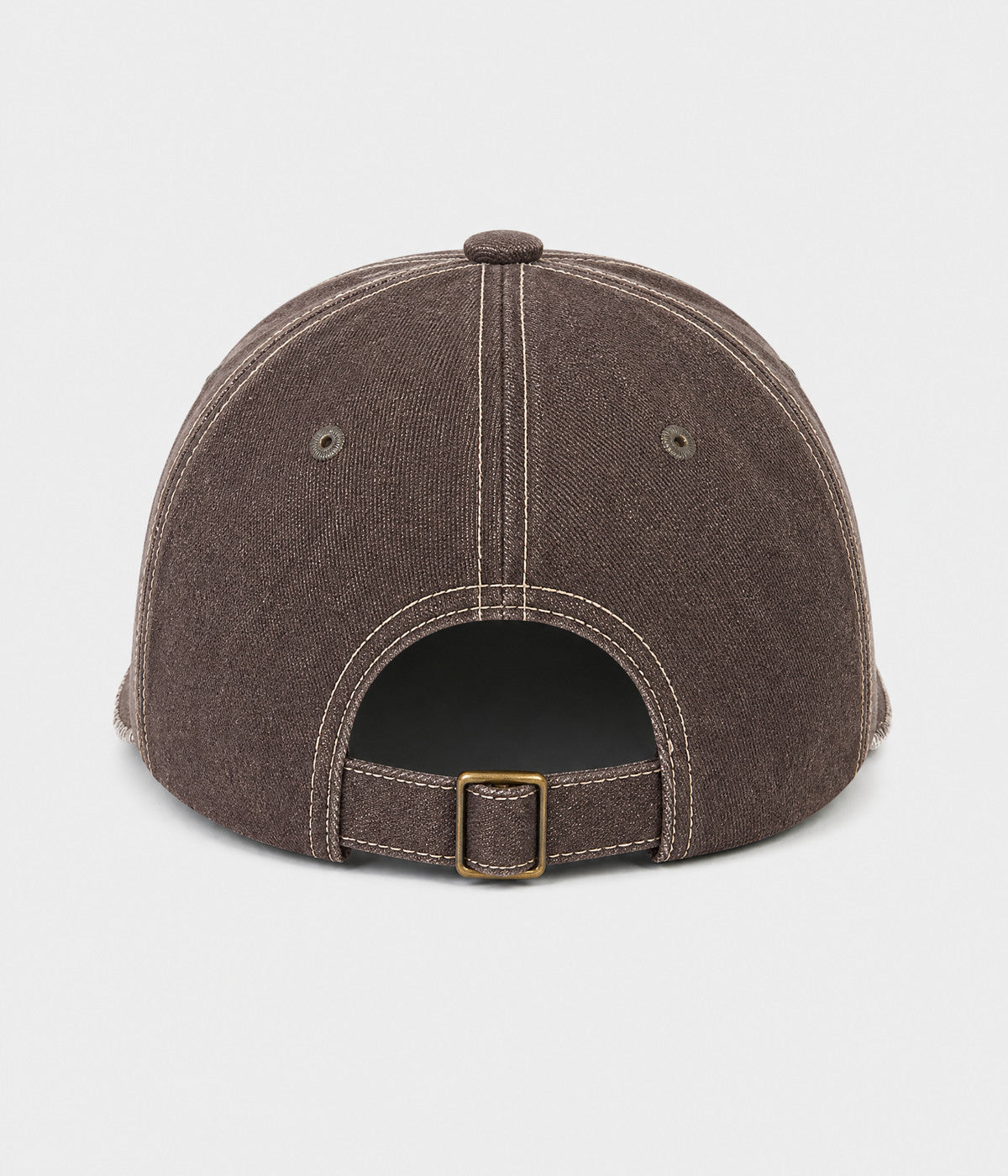 DENIM PLAID. washed denim cap in brown, back view