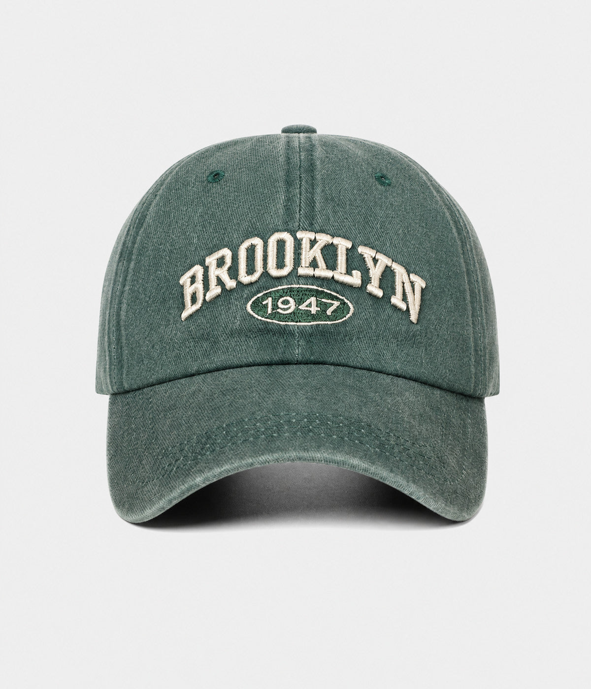 BROOKLYN 1947. washed cotton cap in GREEN, front view