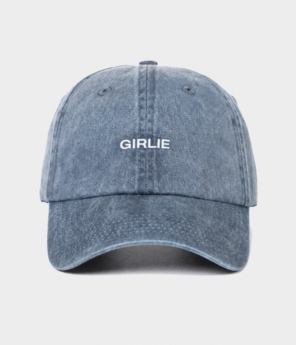 WASHED GIRLIE. washed cotton dad cap in NAVY, front view