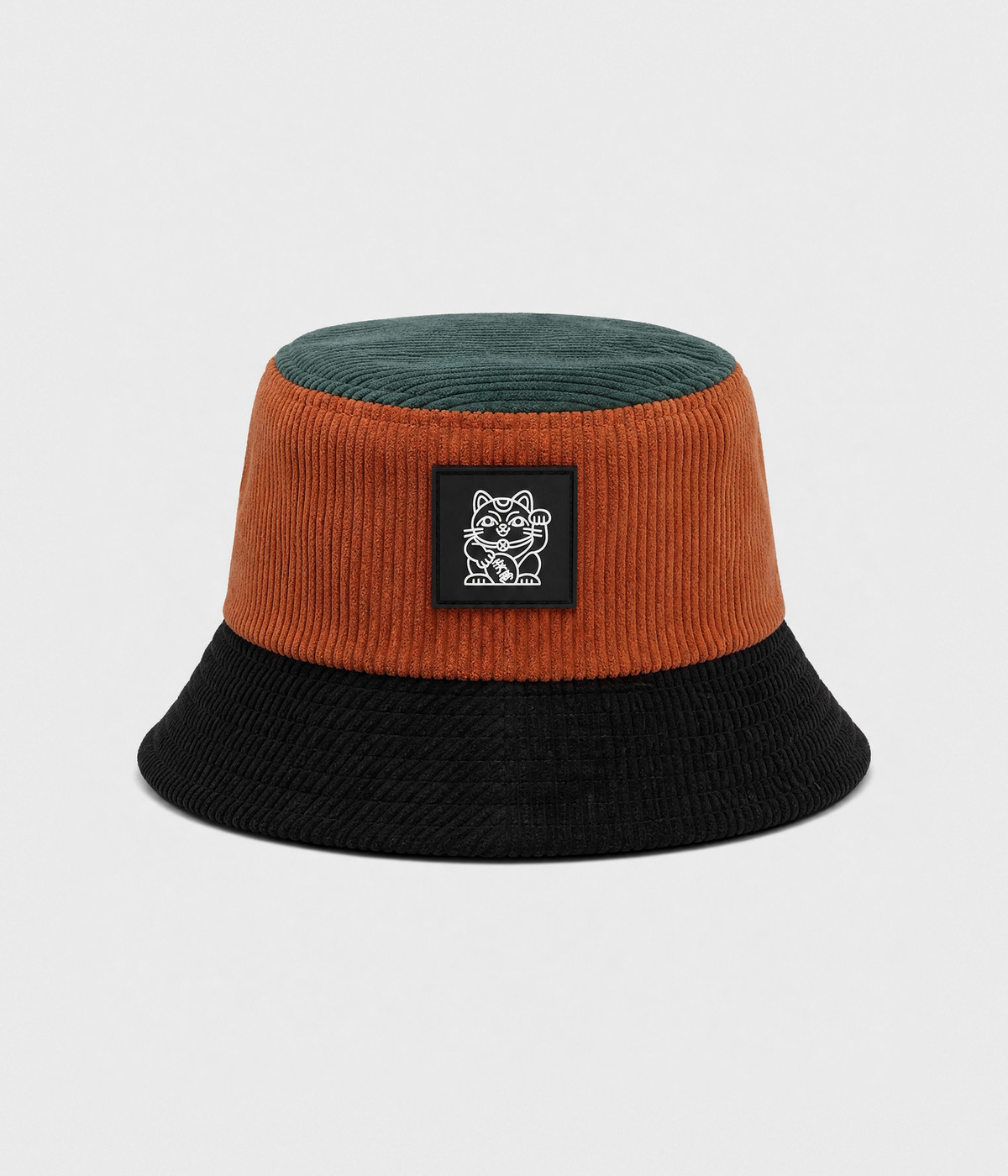 CORDUROY BLOCK BUCKET. green orange front