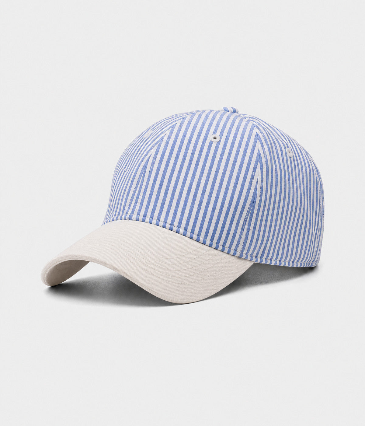 CANDY STRIPE. striped unstructured cap in BLUE, side view