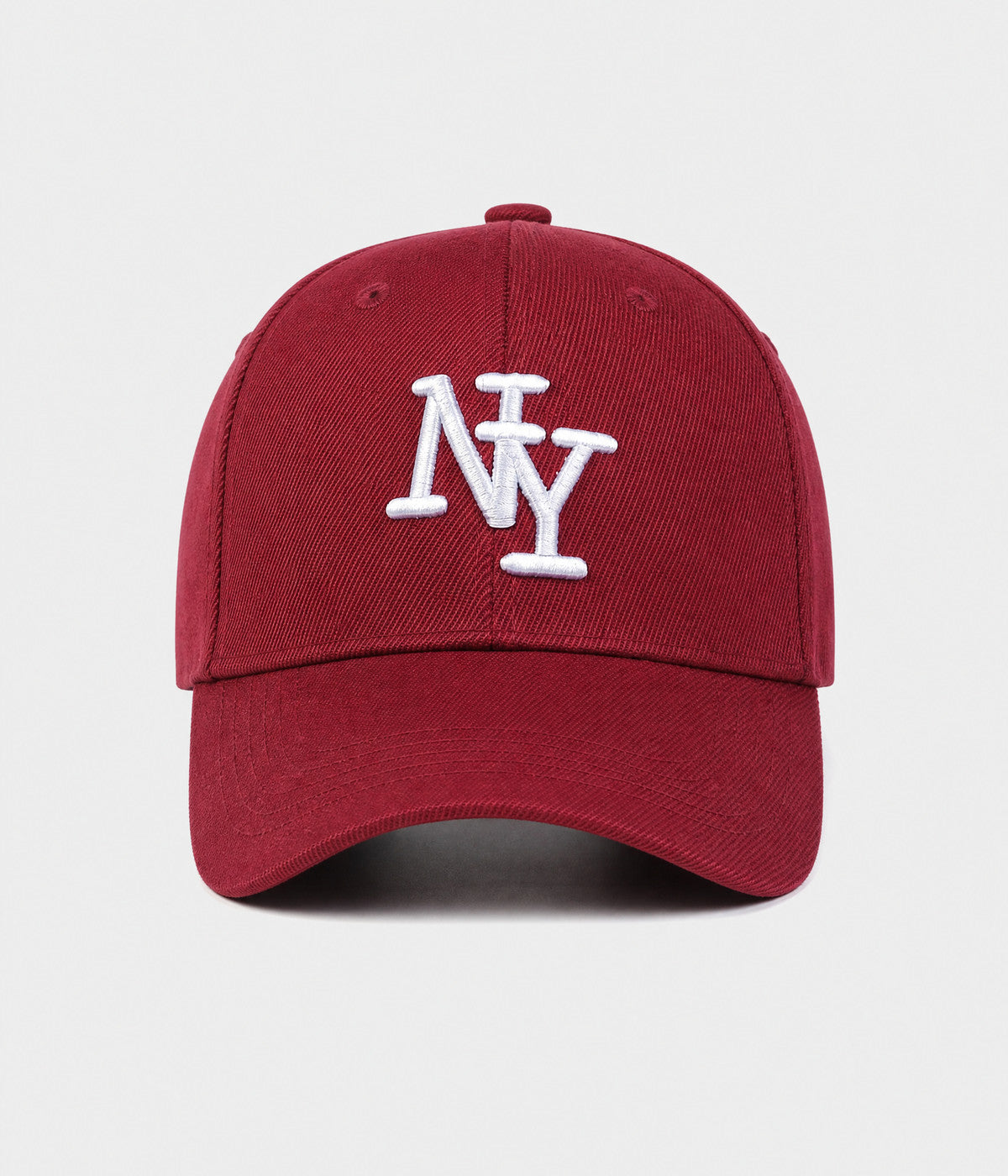 NY MONOGRAM. structured cotton cap in RED, front view