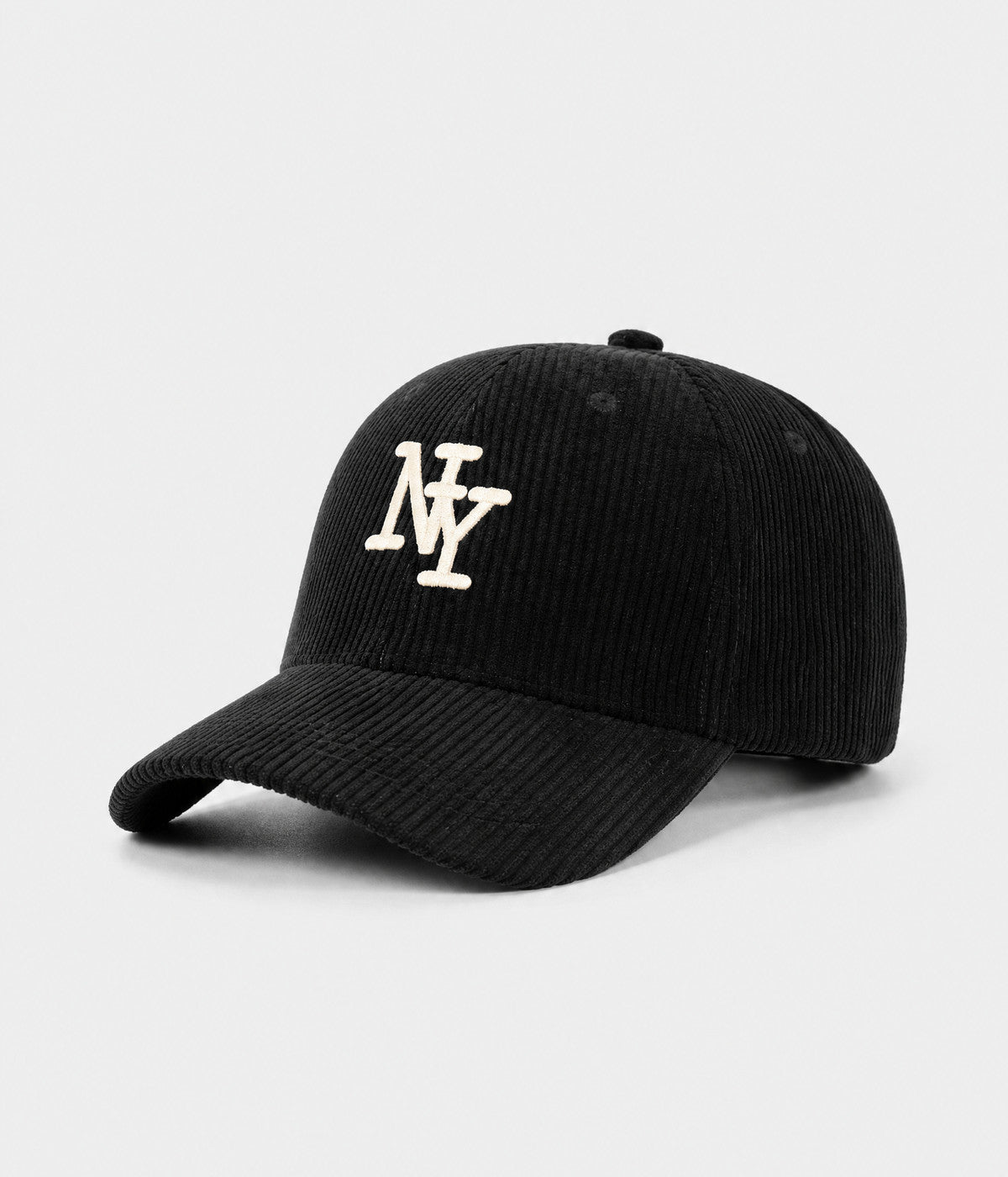 NY CORDUROY. corduroy cap in BLACK, side view