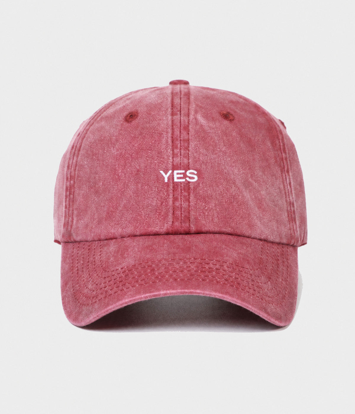 WASHED YES. washed cotton dad cap in RED, front view