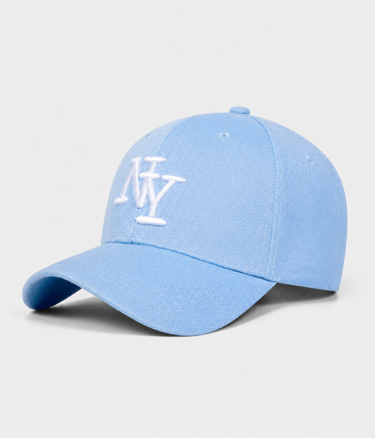 NY MONOGRAM. structured cotton cap in SKY BLUE, side view