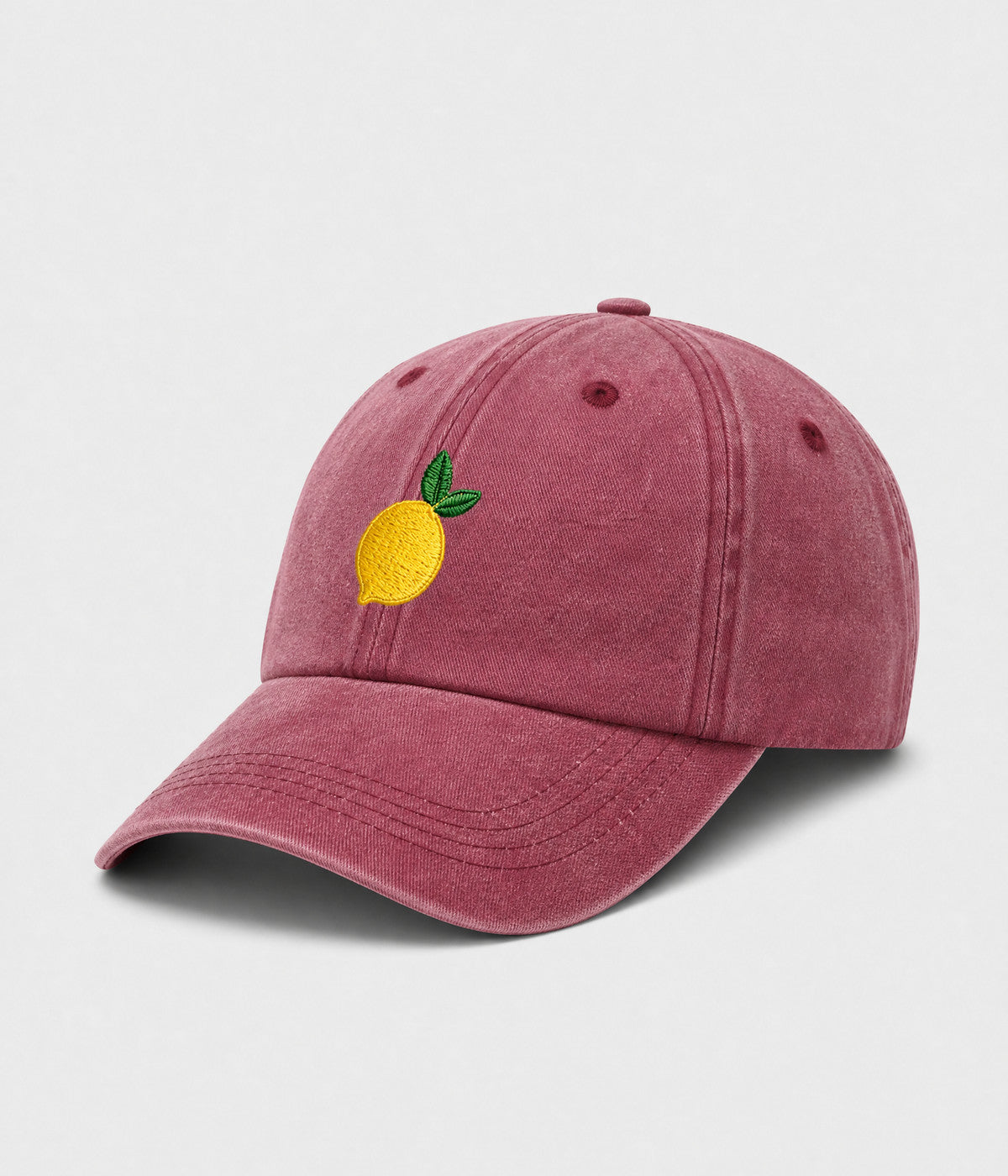 LEMON. washed cotton cap in RED, side view
