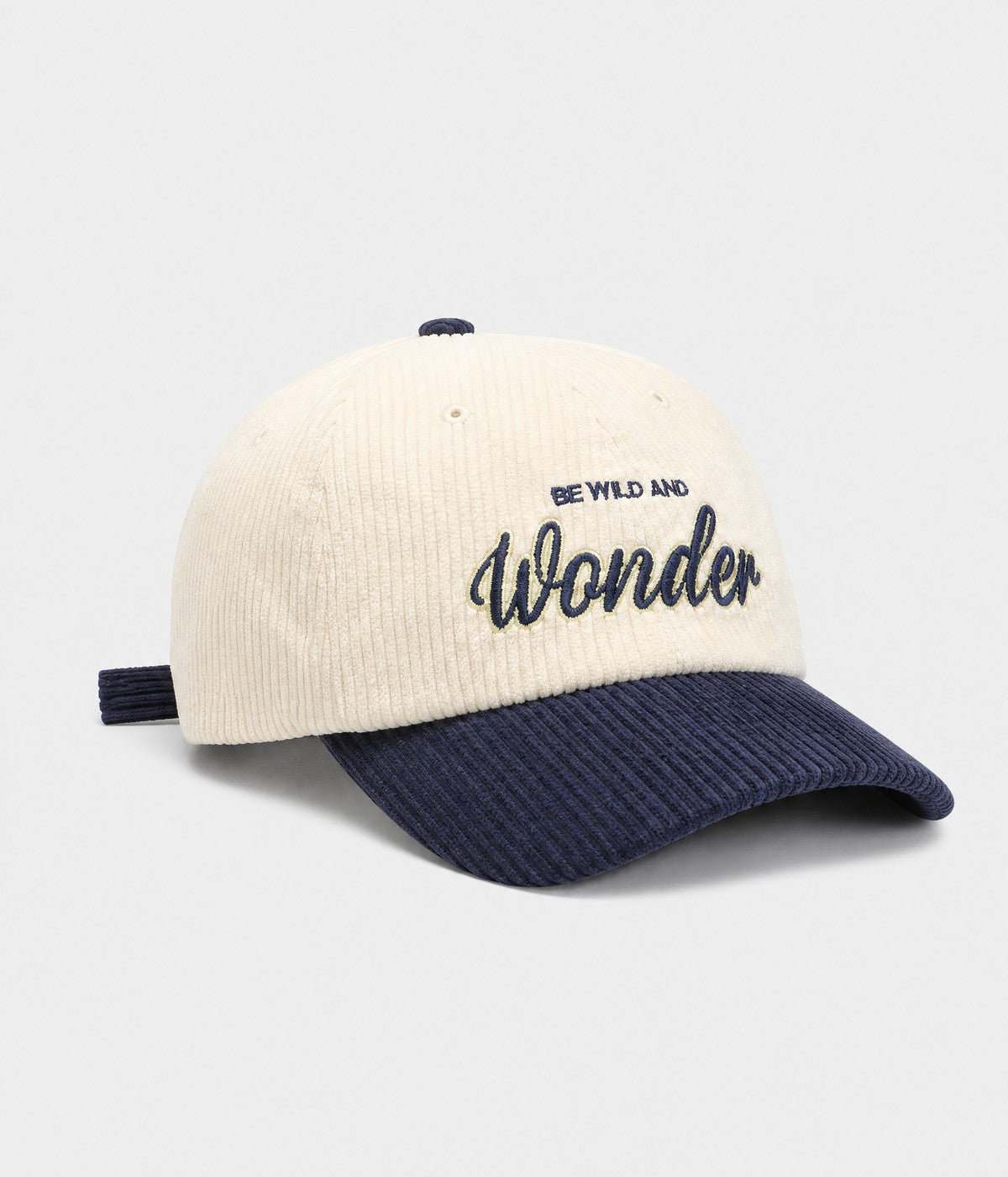 WONDER. corduroy cap in NAVY, side view