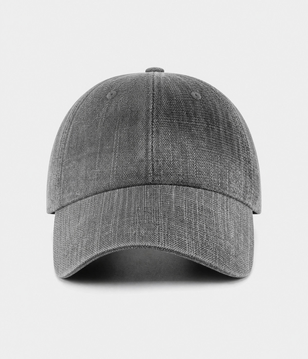 DENIM FADE. washed cotton cap in gray, front view
