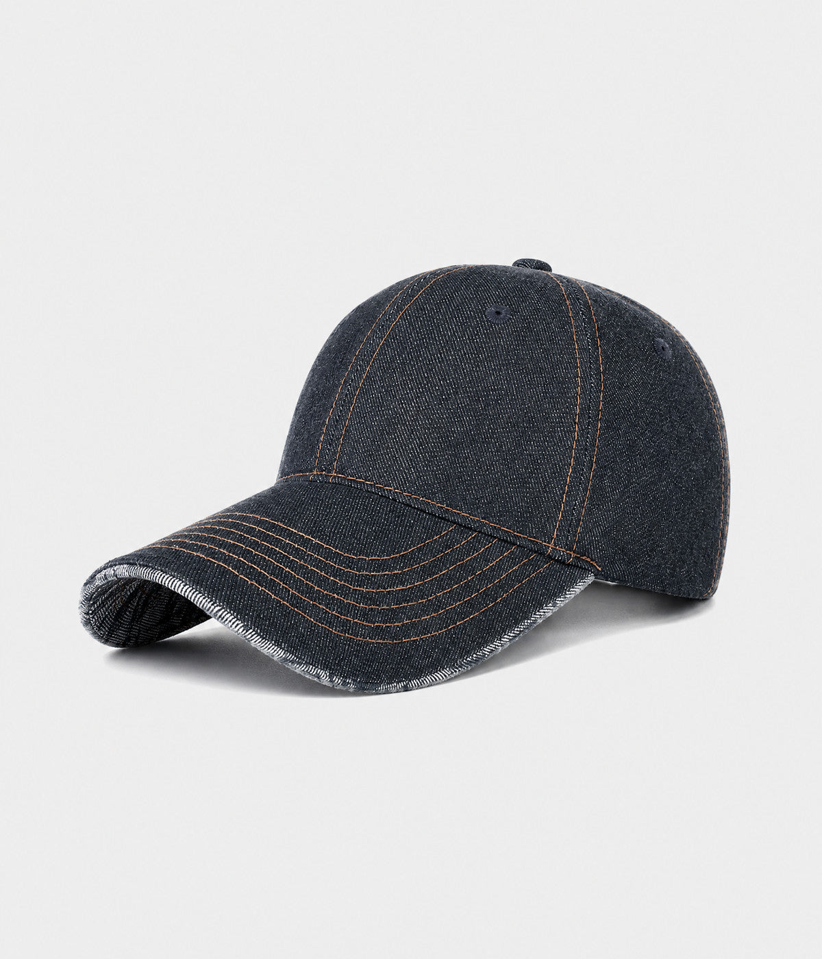DENIM PLAID. washed denim cap in navy, side view