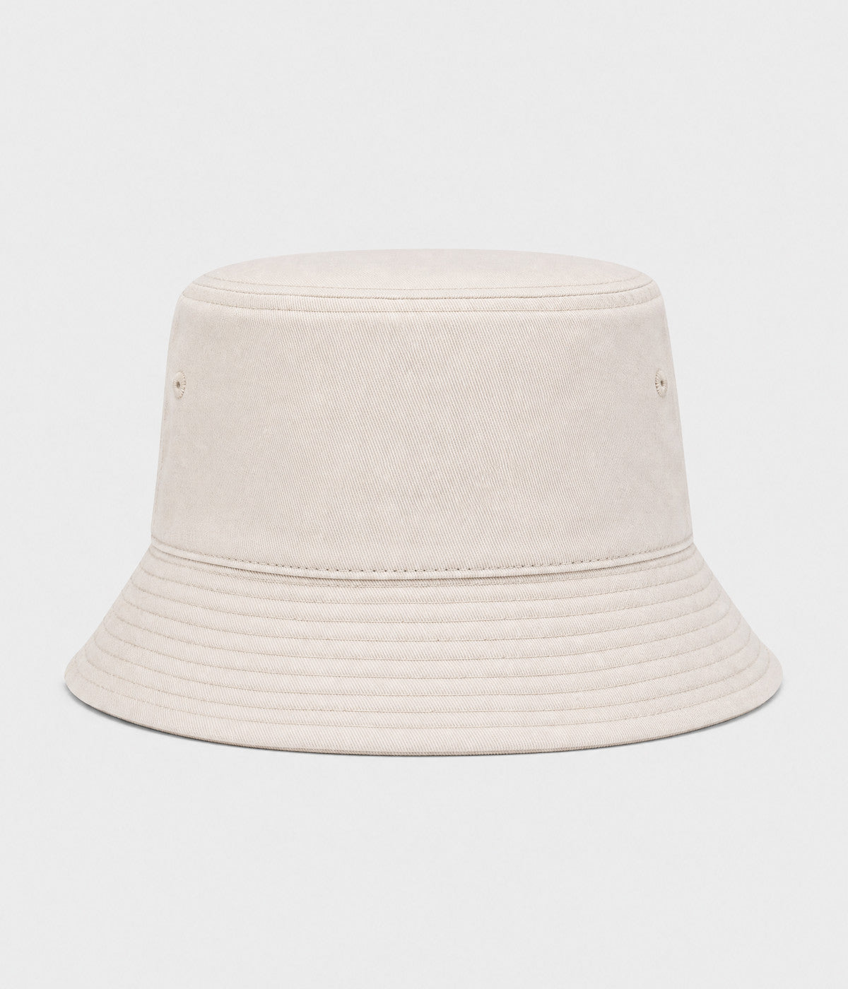 WASHED COTTON BUCKET. washed cotton bucket hat in beige, front view