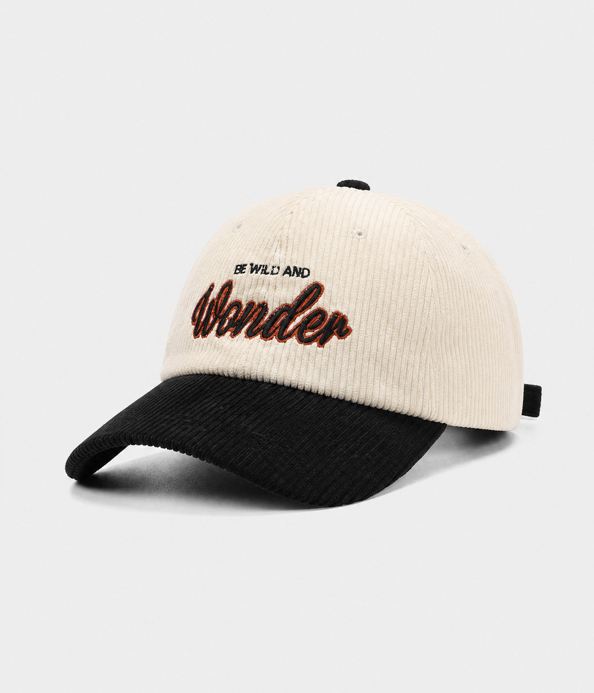 WONDER. corduroy cap in BLACK, side view