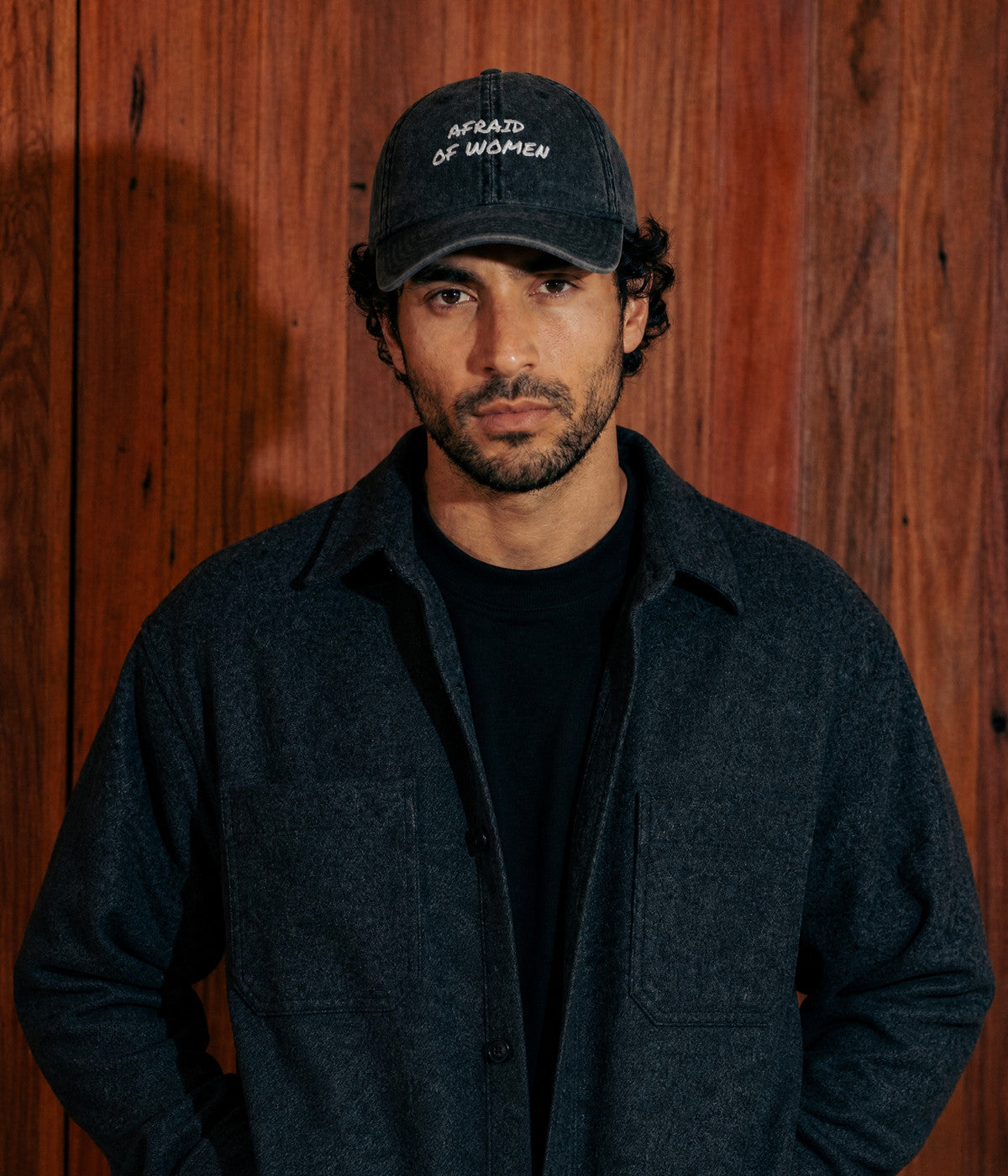 AFRAID OF WOMEN CAP — Black worn