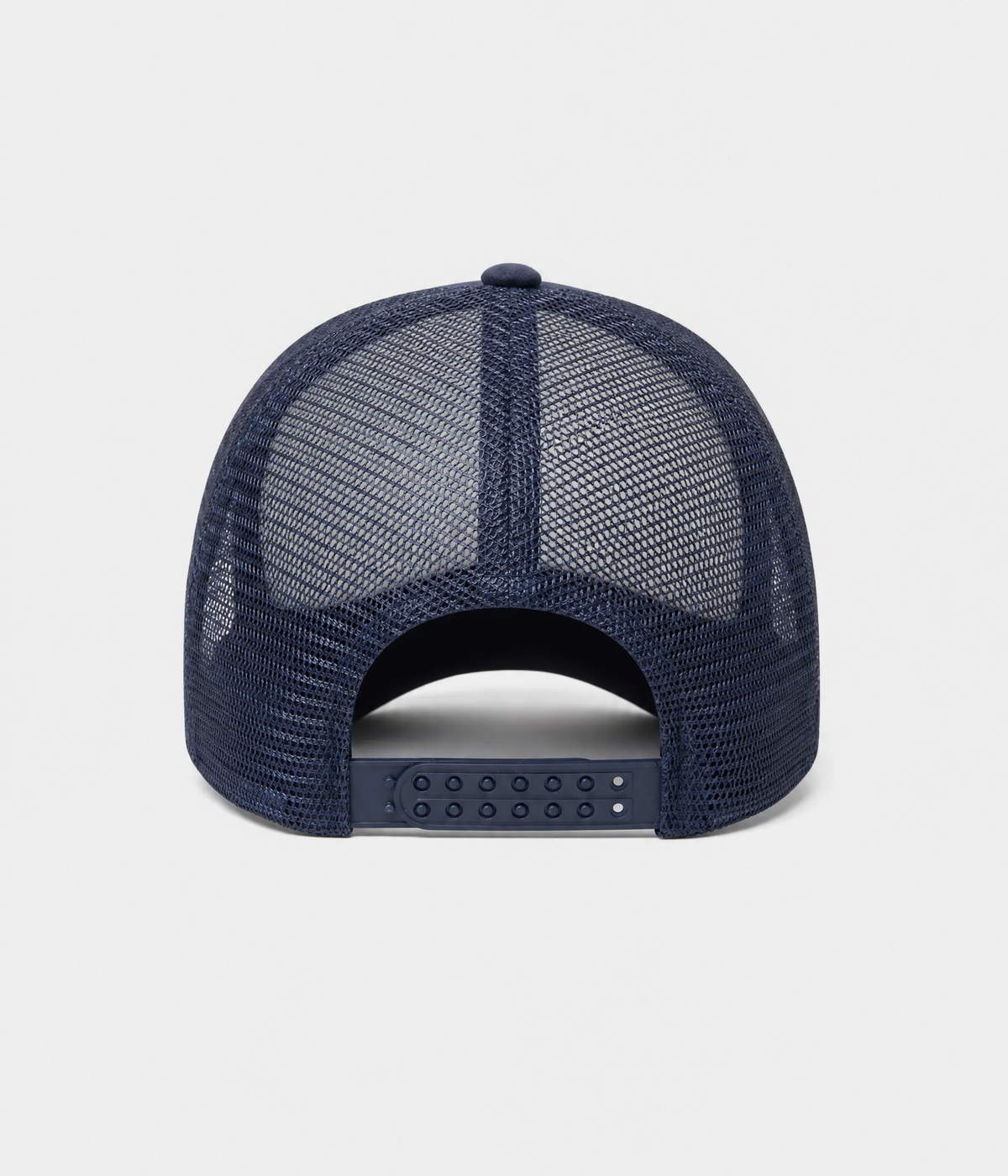 STAR TRUCKER. cotton-polyester trucker cap in navy, back view