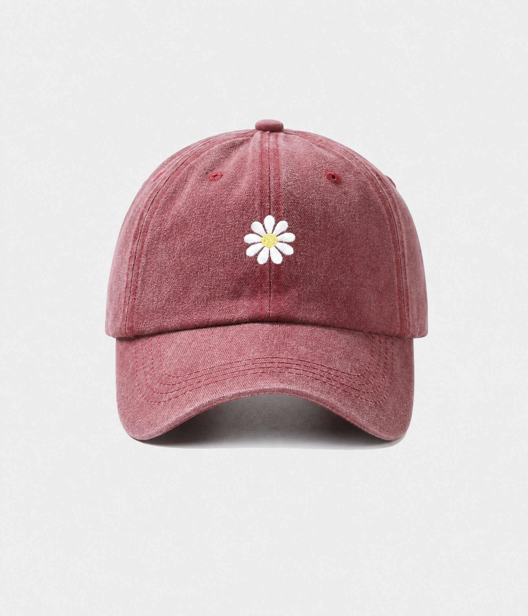 WASHED DAISY. wine red front